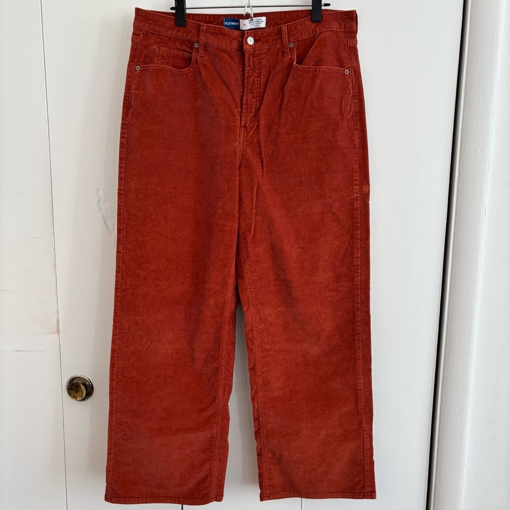 Extra High-Waisted Sky-Hi Wide-Leg Corduroy Pants in Burnt Orange by Old Navy